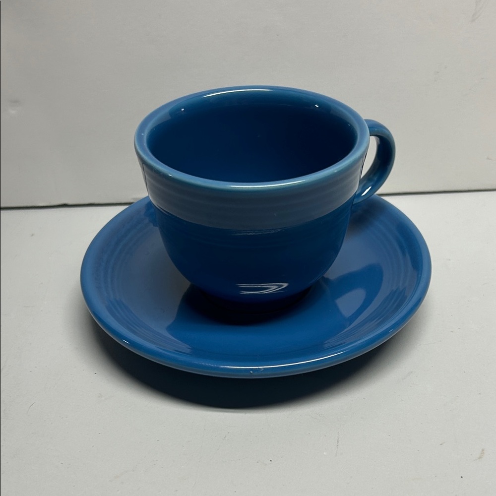 Fiesta Homer Laughlin blue cup and saucer